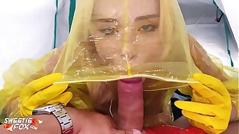 Teen Blowjob Dick Stranger increased by Hard Rough Sex Outdoor in the Tent